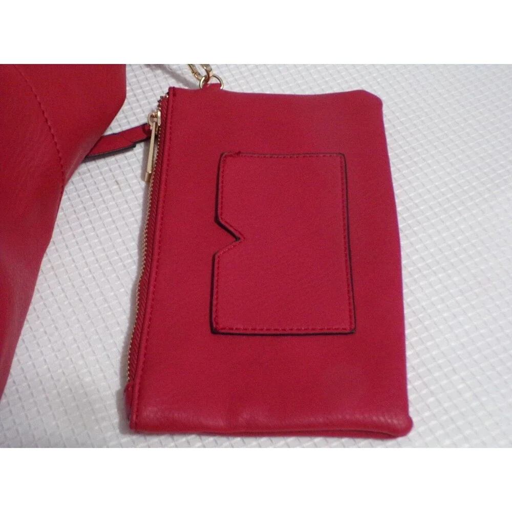Red With Fringe Shoulder‎ Bag with Gold Accents and Detachable Change Purse Zip